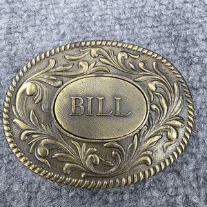 Vintage 1977 The Kinney Co Brass Belt Buckle BILL Name Oval Western Cowboy